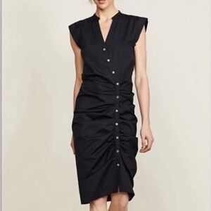 Veronica Beard Black Ruched Midi Dress